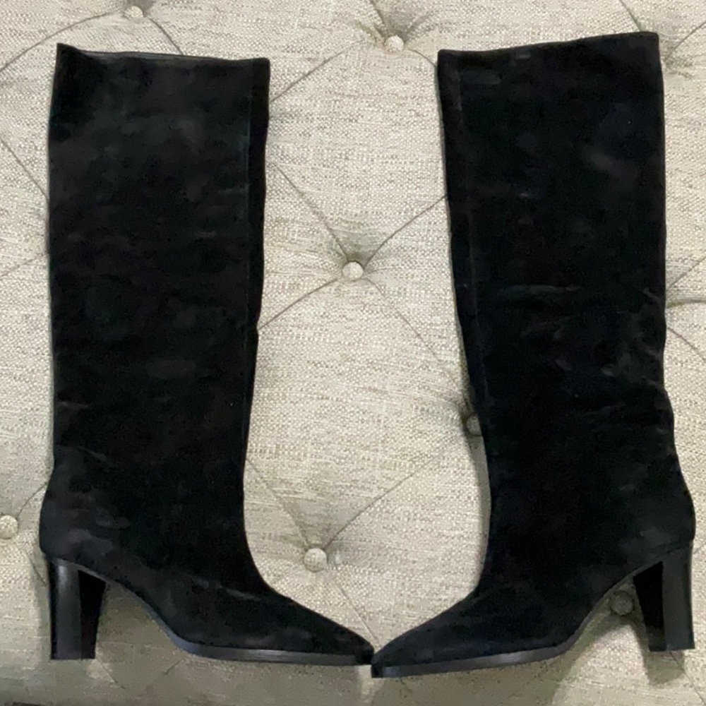 Vince Black Suede Knee-High Women's Boots